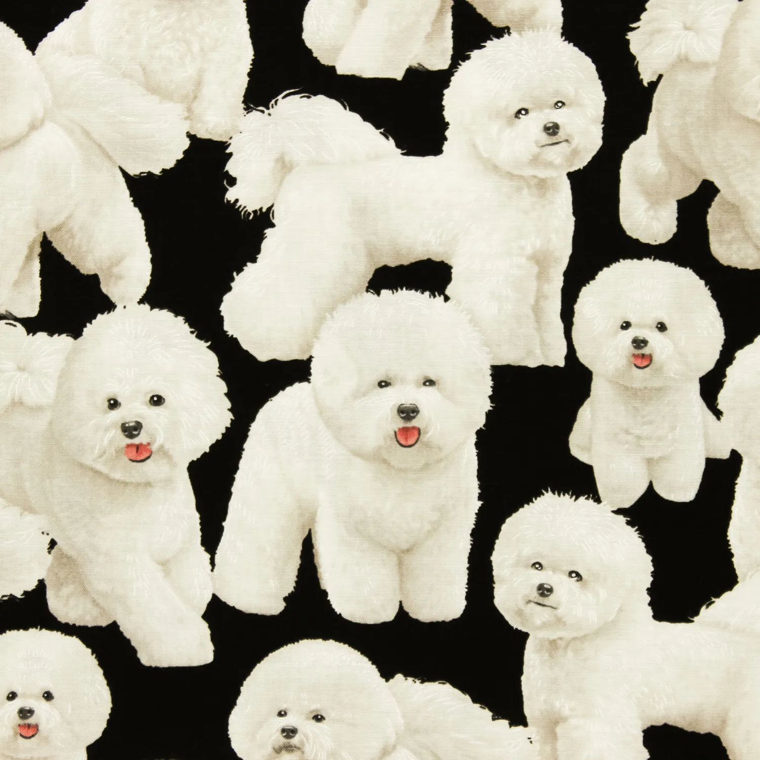Katoen zwart met witte honden